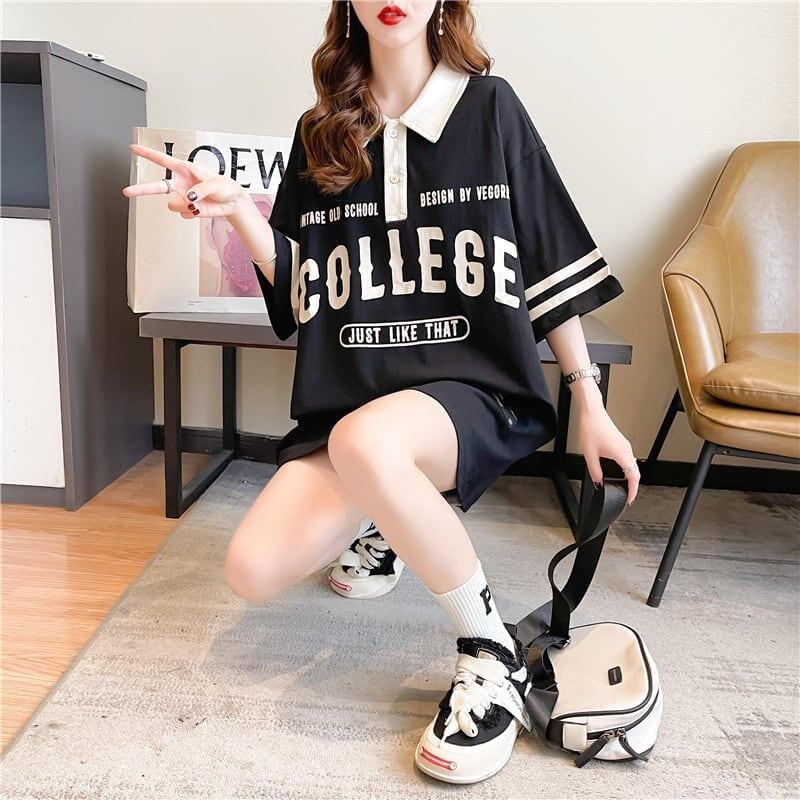 デザイン感 切り替え チャーミング プリント Tシャツ カットソー＜S-3623＞