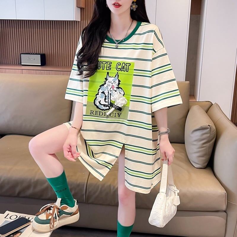 【半額！期間限定！！】大好評 シンプル ファッション 3色選択可 ストライプ柄 半袖Tシャツ カットソー＜S-8464＞
