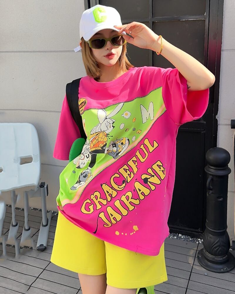 着回し力抜群 ファッション 個性派 レース プリント全3色 半袖Tシャツ<S-8981>
