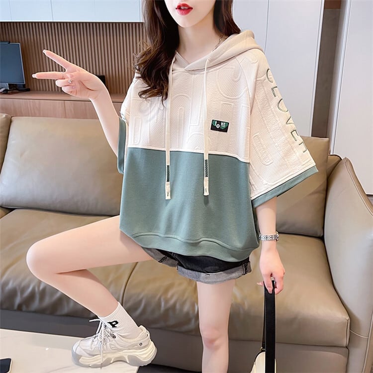 高級感 帽子付き 半袖 Tシャツ スウェット ＜S-8640＞