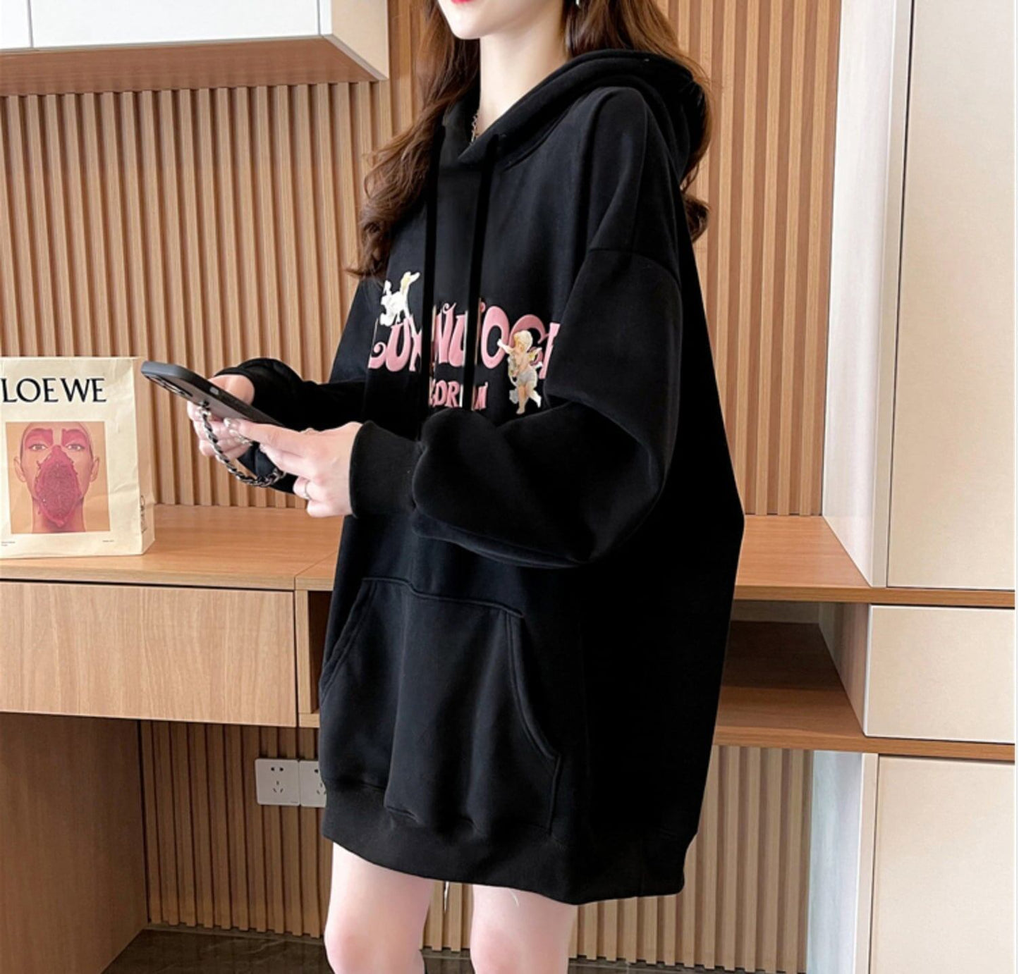 着心地良い ゆったり 美人度アップ パーカー<S-3929>