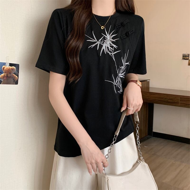 おすすめ 海外トレンド カジュアル モーダル 刺繍 半袖Tシャツ＜S-8476＞