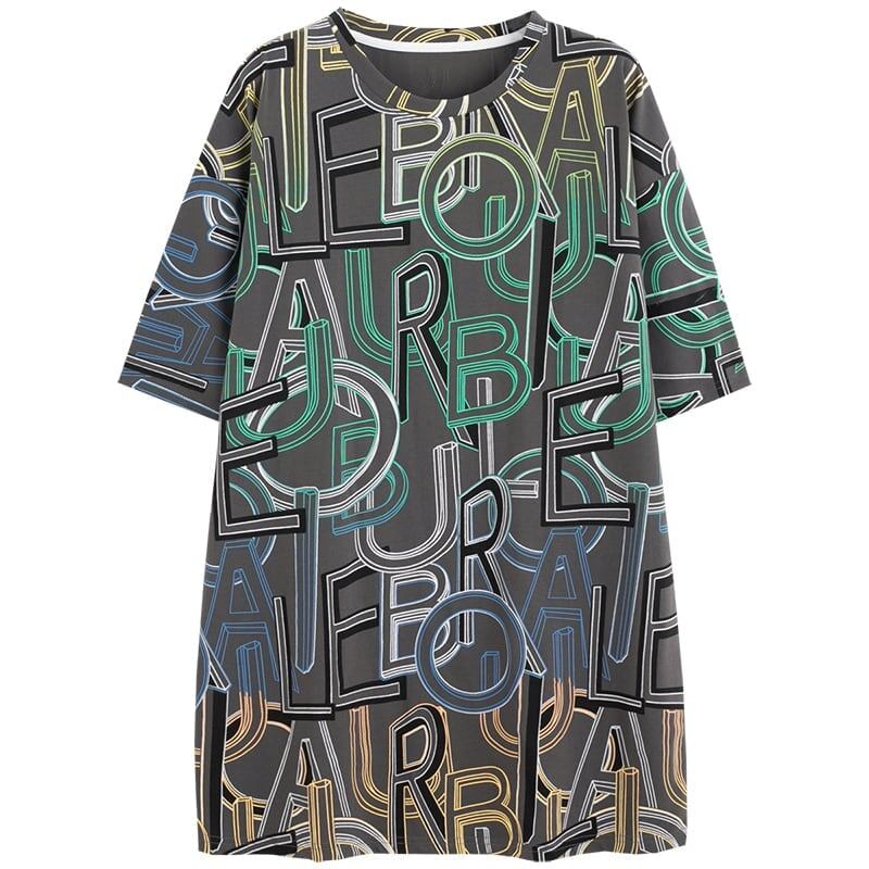 個性的なデザイン プリント 一目惚れ Tシャツ カットソー ワンピース＜S-3502＞