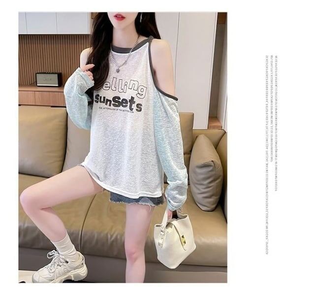 大人気 ラウンドネック スウィート 長袖 Tシャツ ＜S-8629＞