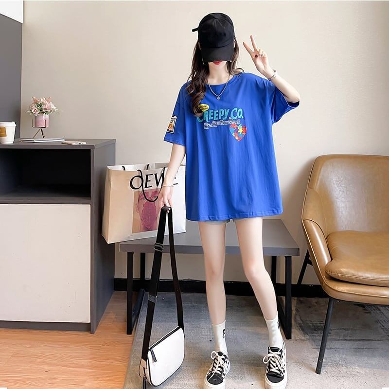 デザイン感 切り替え チャーミング プリント Tシャツ カットソー＜S-3409＞