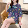 スタイリッシュ プリント 一目惚れ Tシャツ カットソー ワンピース＜S-3322＞