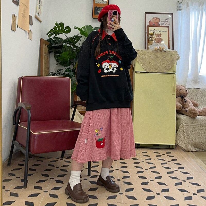 大人可愛い刺ロゴワンちゃんスウェット全2色<S  -4595>