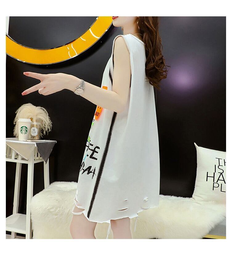 今季マストバイ ダメージ加工 デザイン性抜群 プリント全2色 ノースリーブ Tシャツ カットソー＜S-9141＞