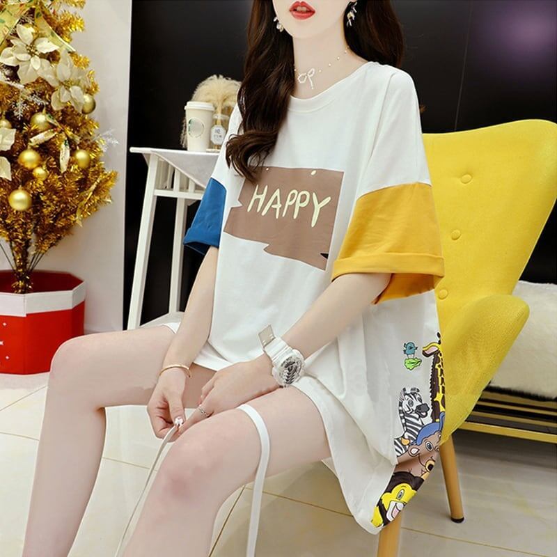 話題沸騰中 配色 オシャレ ゆったり 体型カバー 着せ 半袖 Tシャツ ＜S-1969＞
