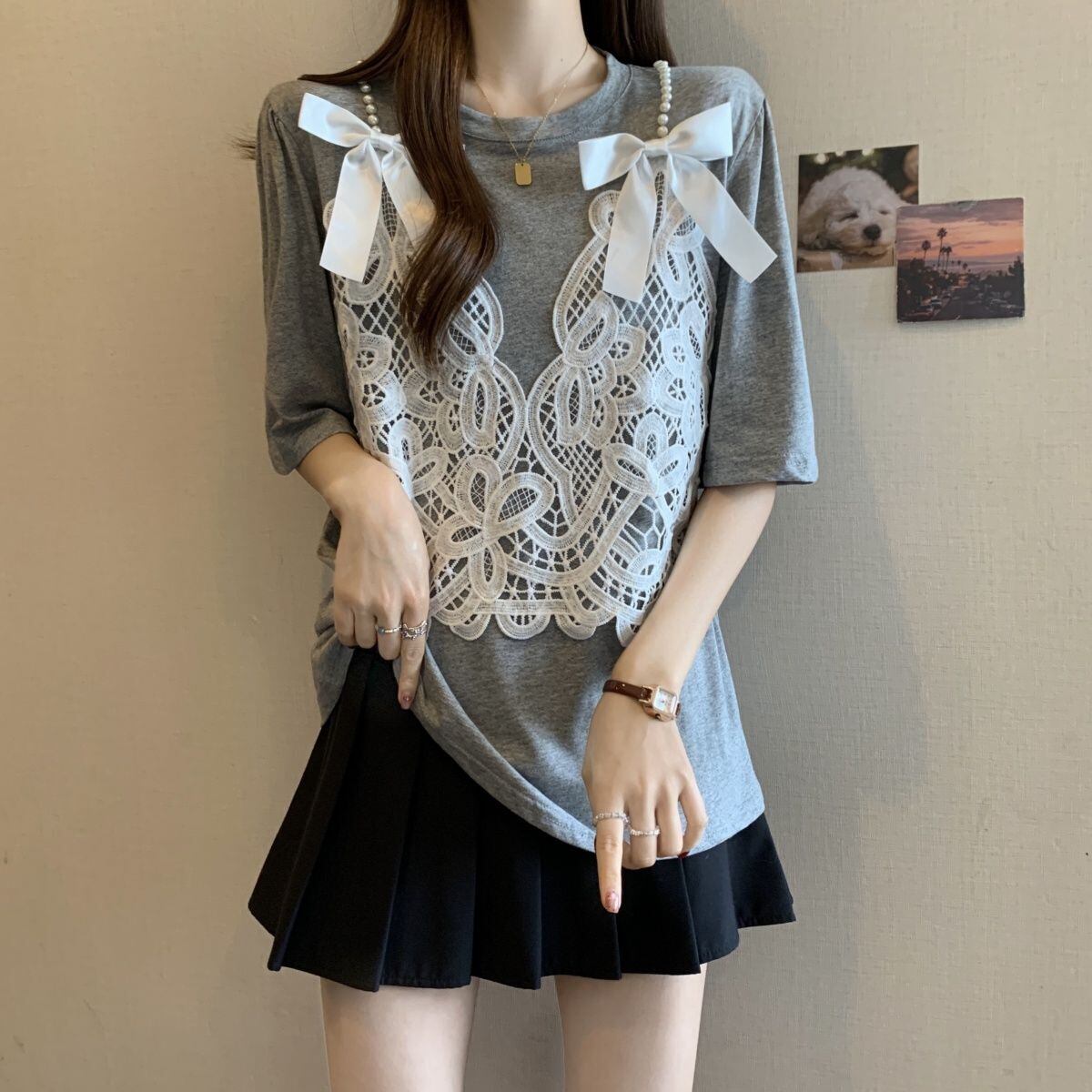 ファッション感満々 ロング丈 ゆったり 2色半袖Tシャツ＜S-10995＞