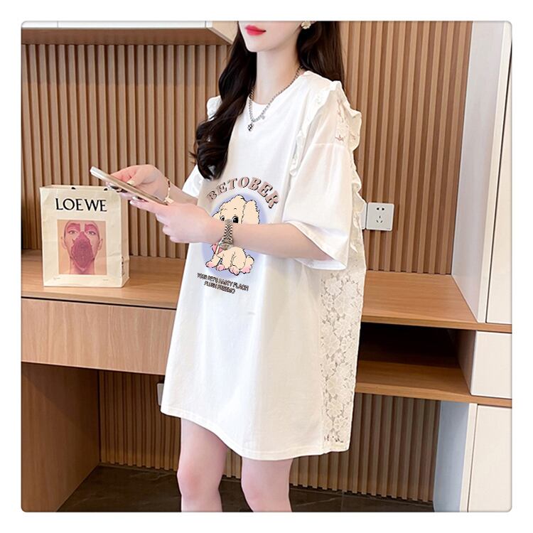 今季マストバイ レース 可 透かし彫り 切り替え 2色選択 Tシャツ カットソー＜S-8493＞