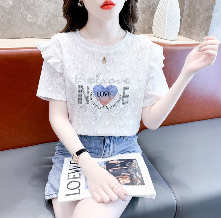 新商品 大人可愛い 話題沸騰中 ホットダイヤモンド 全3色 半袖Tシャツ<S-8868>