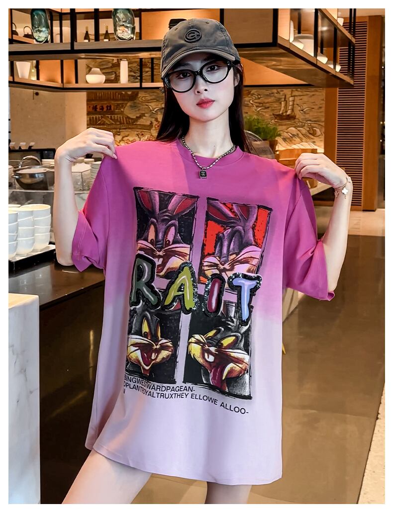 絶対欲しい グラデーション 特別デザイン プリント 半袖 Tシャツ <S-9053>