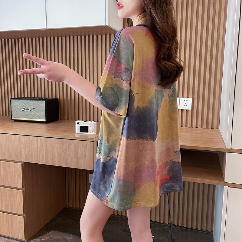 売り切れ必至 絞り染め ファッション プリント 半袖 Tシャツ＜S-8412＞