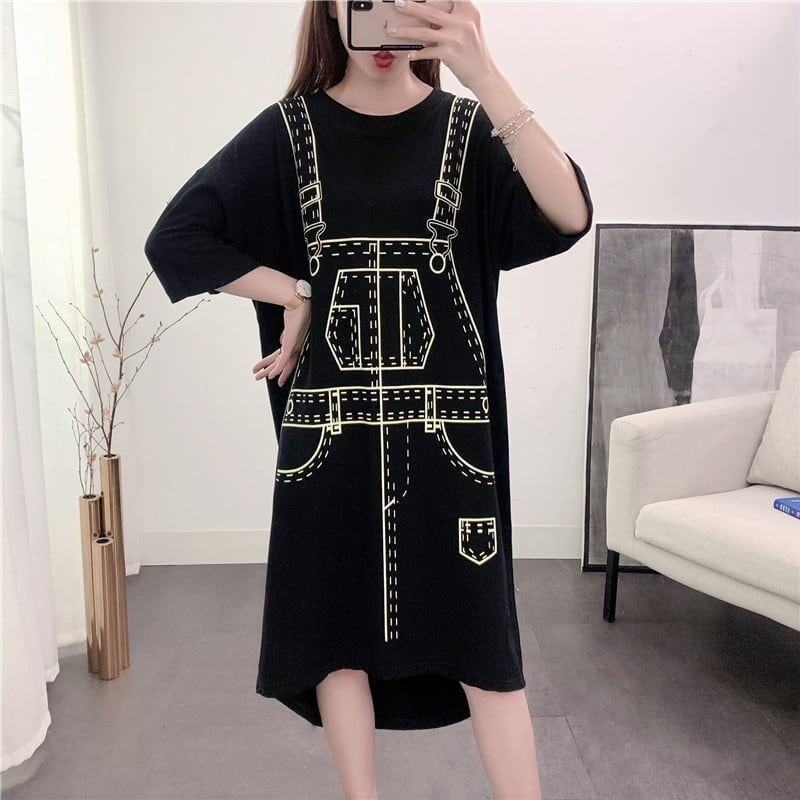 ゆったり感アップ プリント オシャレ度満点 ワンピース＜S-3093＞