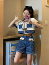 おすすめ おすすめ 話題沸騰中 上質 カジュアル 切り替え 半袖Ｔシャツ ショートパンツ セットアップ <S-11169>