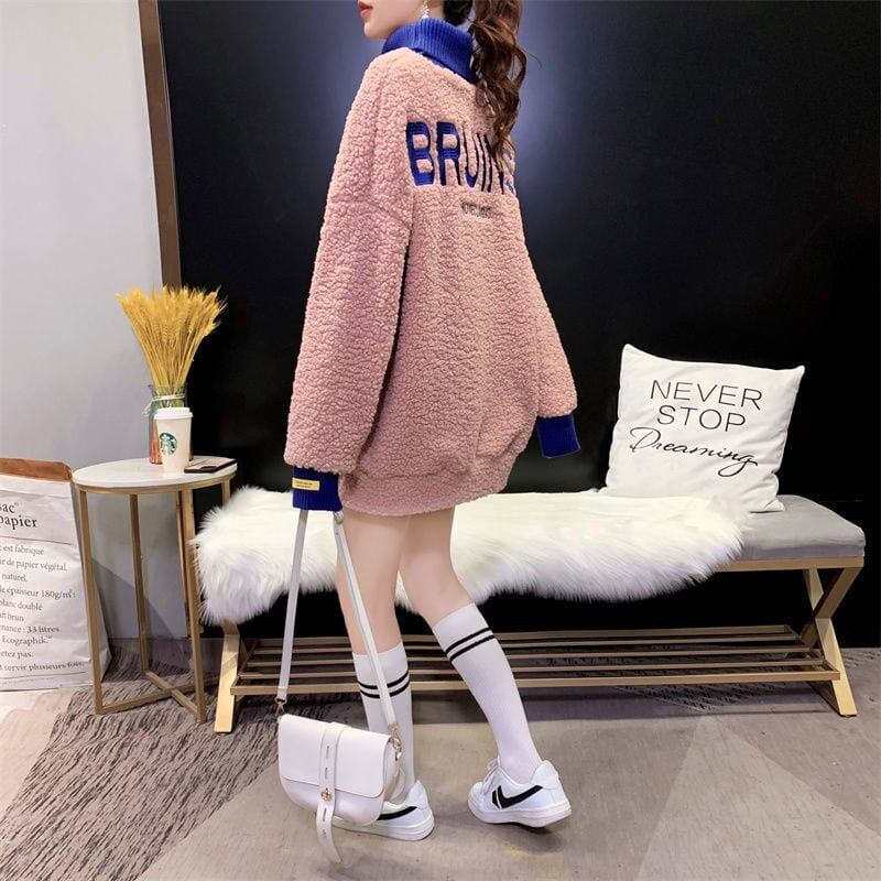 もこもこハイネックボアトレーナー全3色厚手スウェット<S-4394>