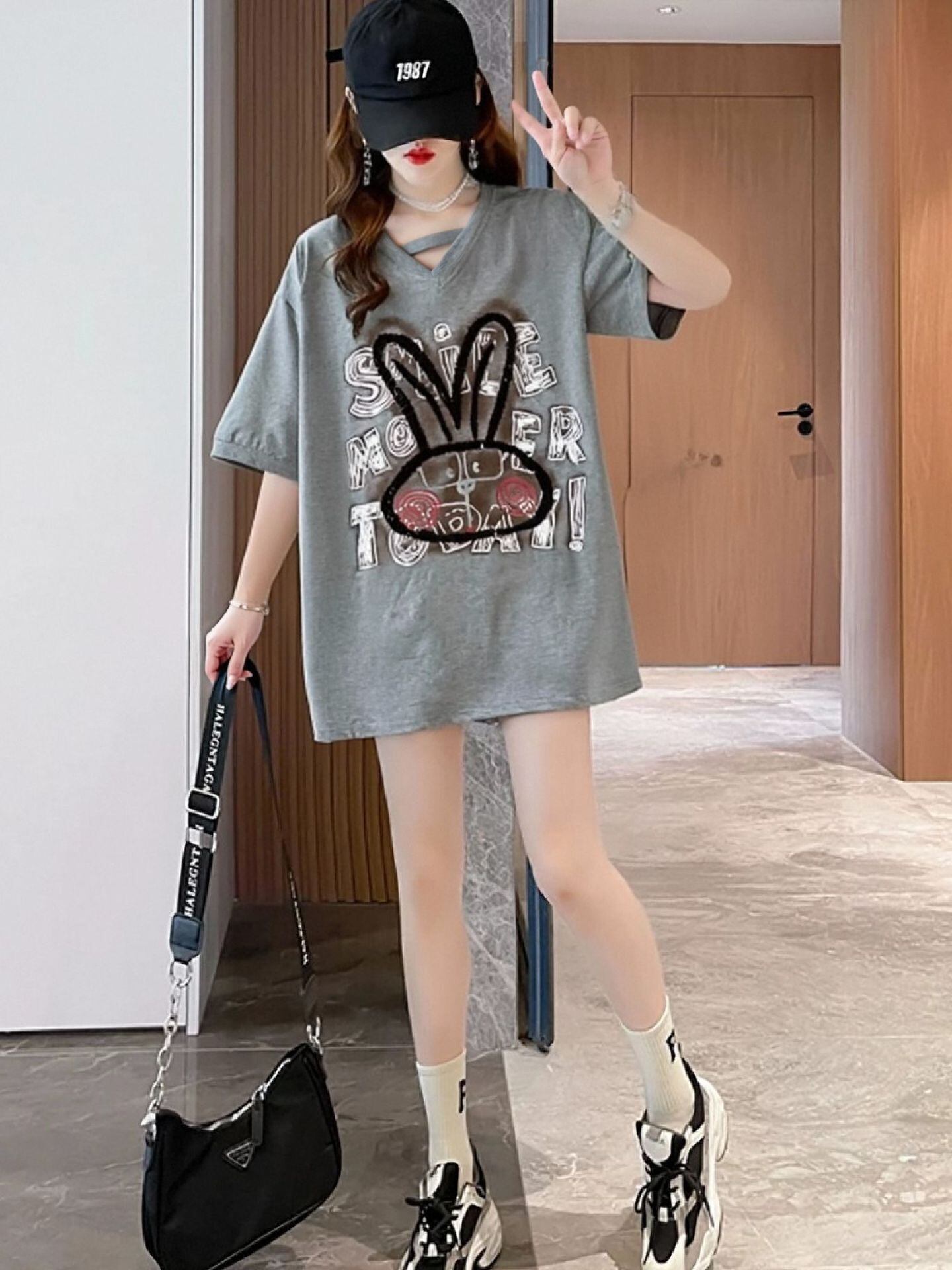 キュート 好感度UP 海外トレンド カジュアル 全4色 半袖 Tシャツ ＜S-11097＞