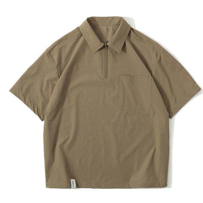 ルーズシルエット ハーフジップ 速乾 半袖 Tシャツ<S-13119>