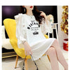 女子力アップ アルファベット パフスリーブ プリント ロングTシャツ ゆったりワンピース ＜S-3054＞