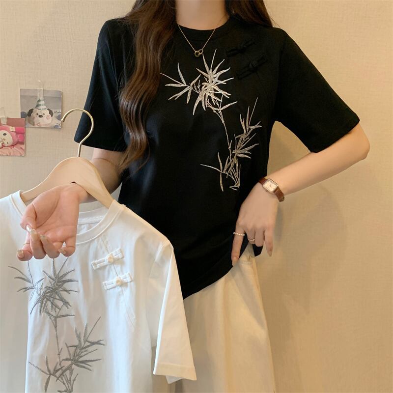 おすすめ 海外トレンド カジュアル モーダル 刺繍 半袖Tシャツ＜S-8476＞
