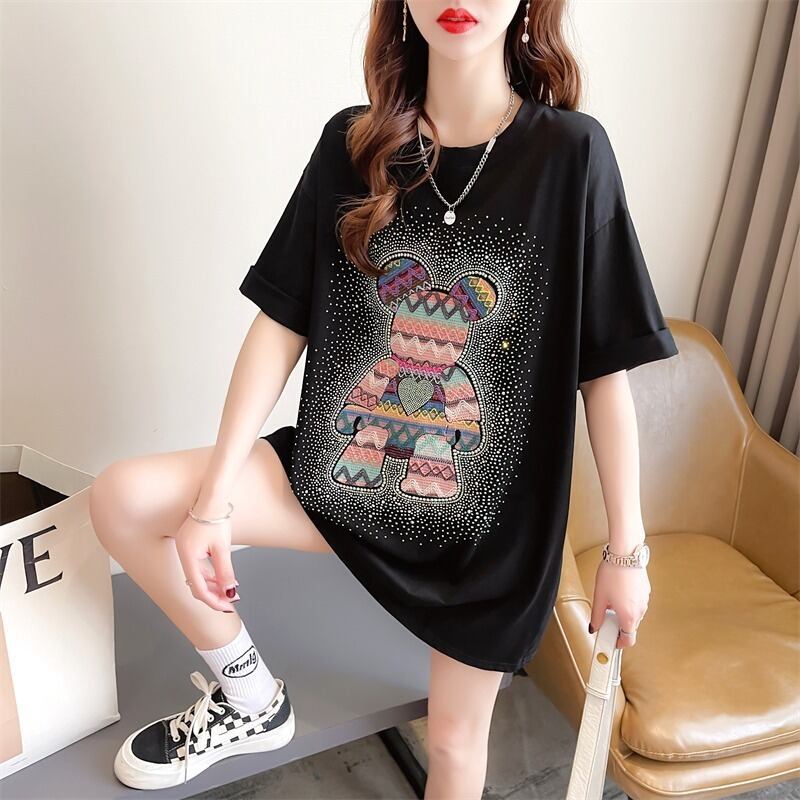 【半額！期間限定！！】絶対流行 ホットダイヤモンド カジュアル プリント全2色 半袖Tシャツ カットソー ＜S-8564＞