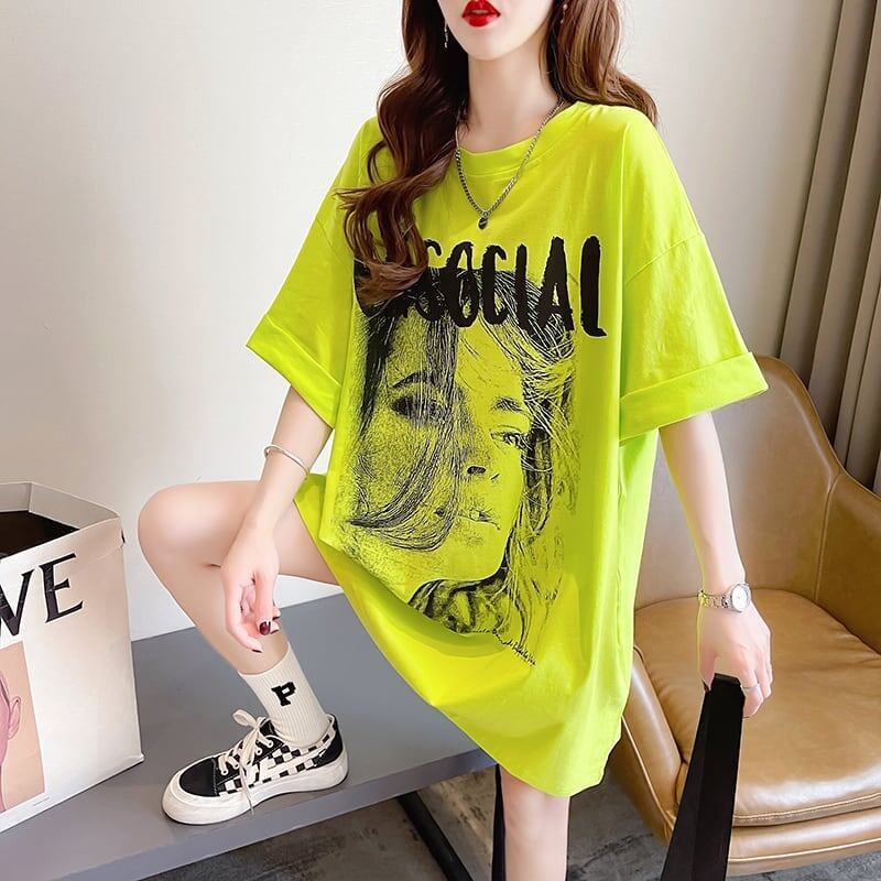 美人度アップ 切り替え ファッション プリント Tシャツ カットソー＜S-3399＞