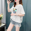 個性的なデザイン 切り替え 一目惚れ プリント Tシャツ カットソー＜S-3671＞