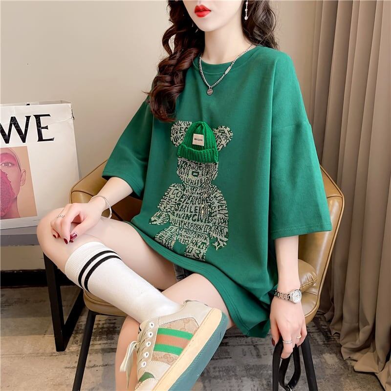 好感度満載 ラウンドネック スタイリッシュ プリント Tシャツ カットソー＜S-2795＞