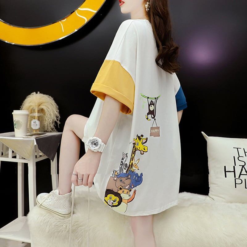 話題沸騰中 配色 オシャレ ゆったり 体型カバー 着?せ 半袖 Tシャツ ＜S-1969＞