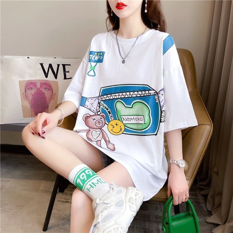 個性的なデザイン 3色選択可 一目惚れ プリント Tシャツ カットソー＜S-3062＞