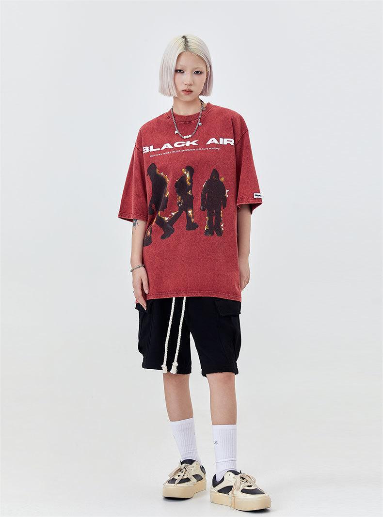 タイドブランド  アメリカンストリート レトロフレームプリントTシャツ<S-2905>