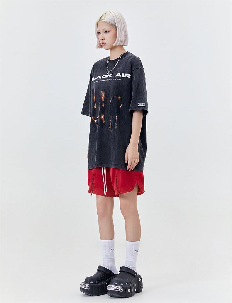 タイドブランド  アメリカンストリート レトロフレームプリントTシャツ<S-2905>