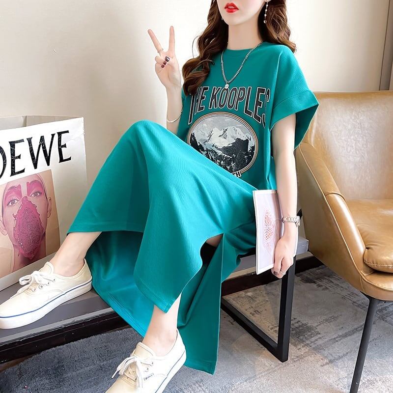 好感度満載 プリント 美感いっぱい Tシャツ カットソー ワンピース＜S-3599＞