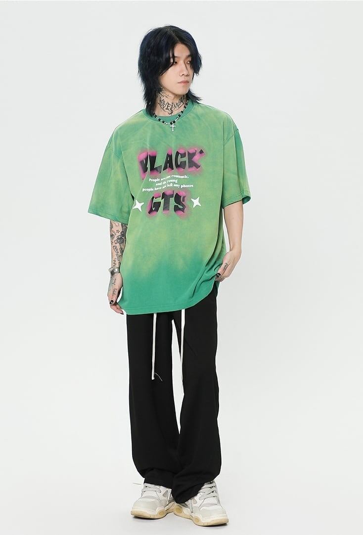 見逃し厳禁 ファッション ストリート系 ヴィンテージ加工 アルファベット プリントTシャツ ＜S-2921＞