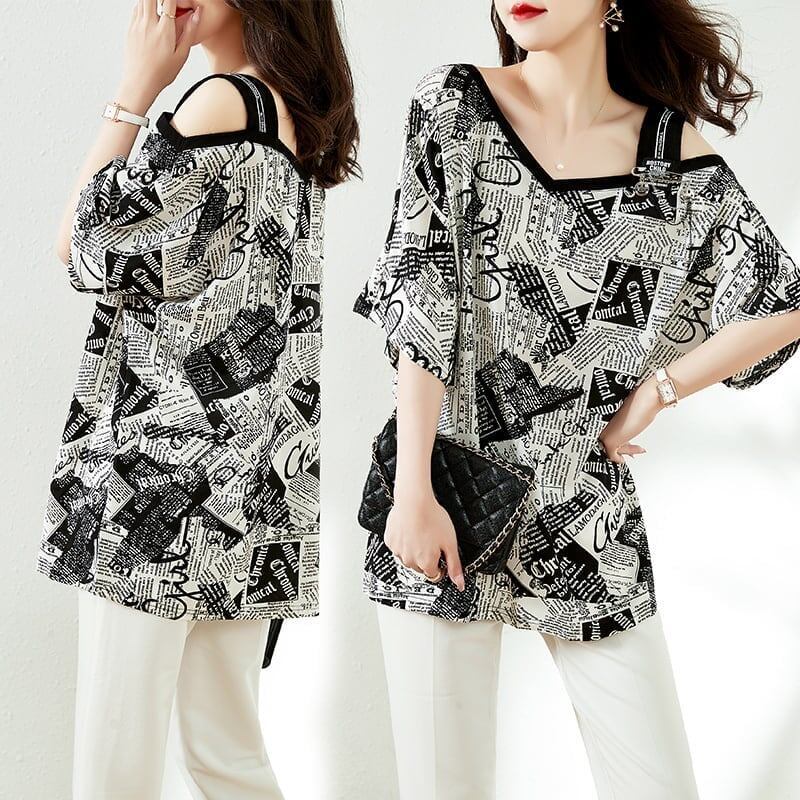 カジュアル ベアトップ お洒落 プリント Tシャツ カットソー＜S-3143＞