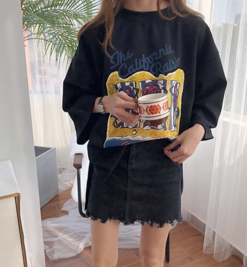 話題沸騰中 ゆったり カジュアル プリント 2色半袖Tシャツ＜S-8161＞