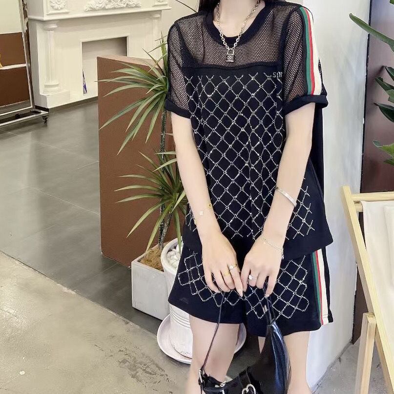 好感度UP ホットダイヤモンド カジュアル 半袖 Tシャツ ショートパンツ セットアップ ＜S-9000＞