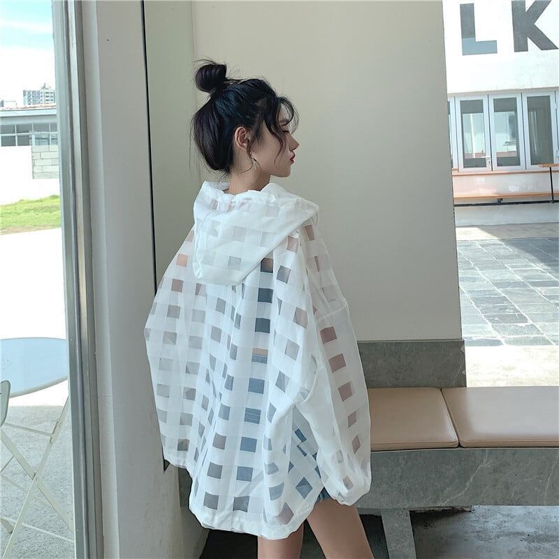 大人気 チェック柄 ゆったり 日焼け対策 UVカット 冷房対策 着?せ 長袖 フード付き シャツ ＜S-1910＞