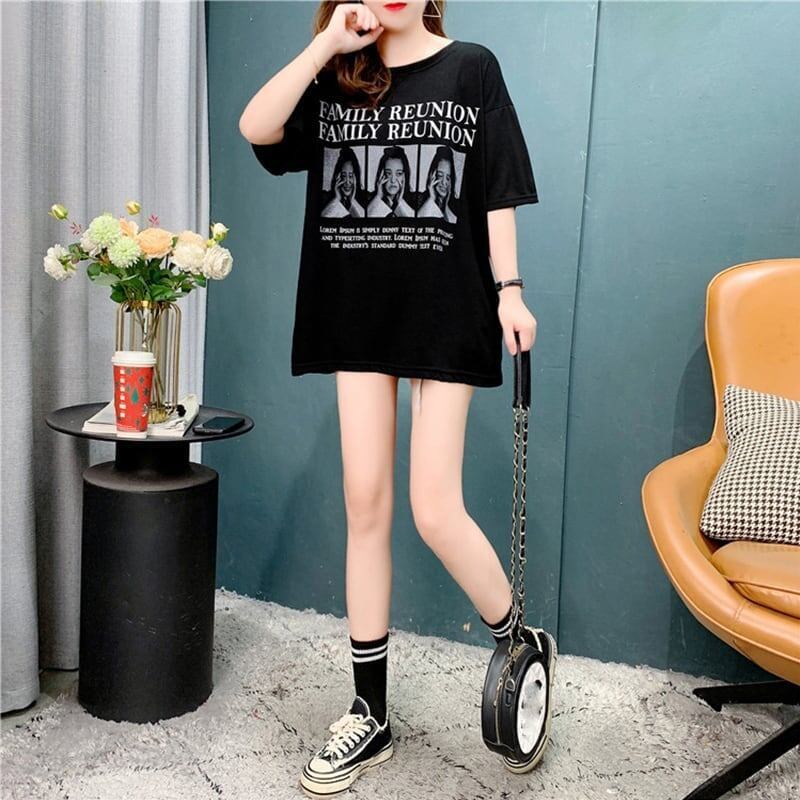 デザイン感 切り替え チャーミング プリント Tシャツ カットソー＜S-3517＞