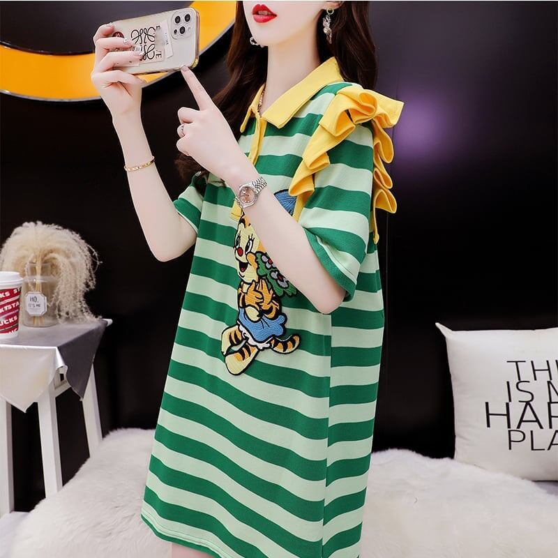 個性的なデザイン プリント オシャレ度満点 Tシャツ カットソー ワンピース＜S-3514＞