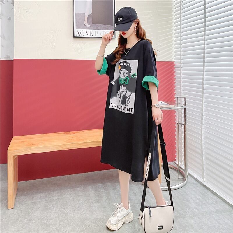 【半額！期間限定！！】今季マストバイ プリント カジュアル Tシャツ カットソー ワンピース＜S-8533＞