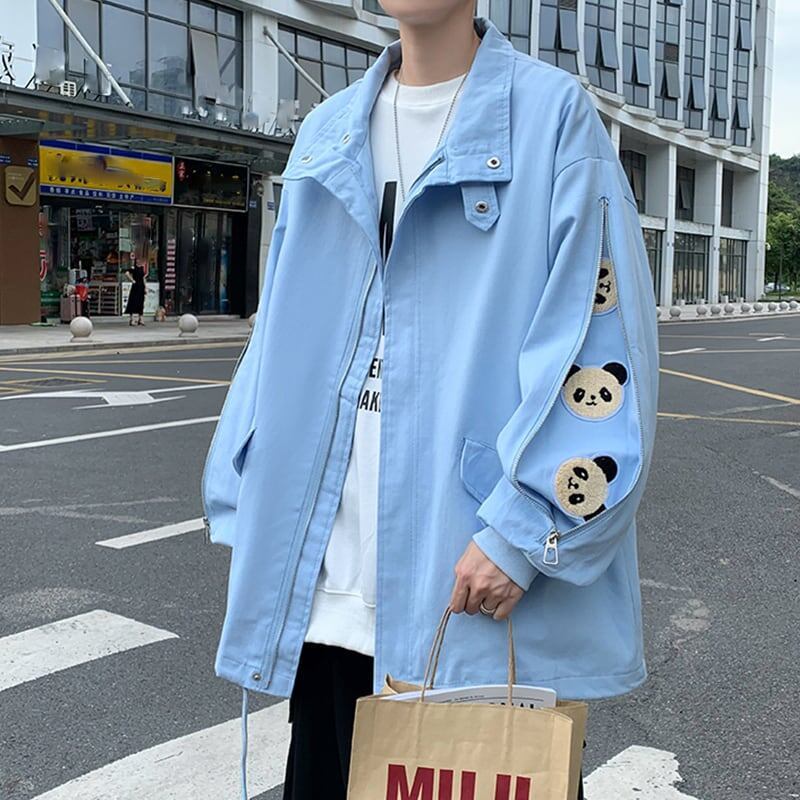 デザイン感 長袖 パンダプリント ジッパー ジャケット アウター＜S-2172＞