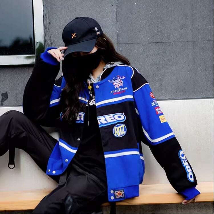 【人気急上昇中】ユニセックス   スポーティーなブループリントのカジュアルジャージ<S-5090>