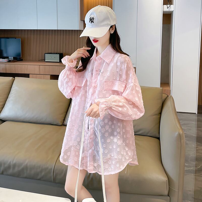 定番シンプル カジュアル UV対策合わせやすい ゆったりシャツ 全3色＜S-8370＞