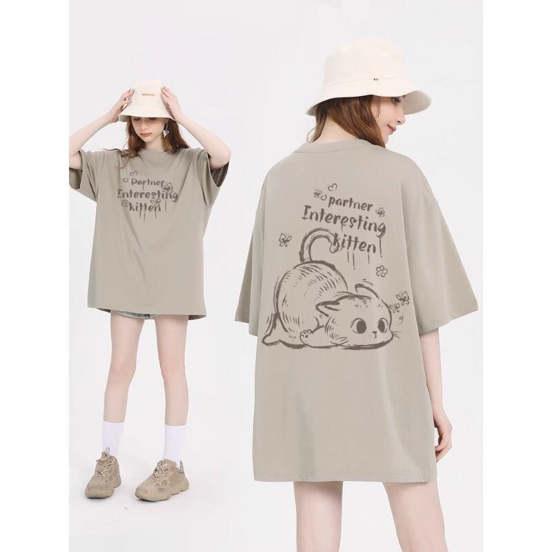 おすすめ 感満々 柔らかくて優しい印象 タイルアップ プリント 4色選択 半袖Tシャツ＜S-9317＞