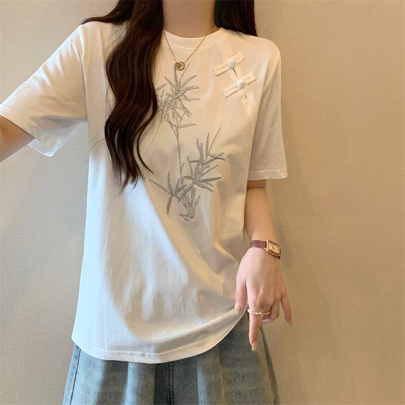 おすすめ 海外トレンド カジュアル モーダル 刺繍 半袖Tシャツ＜S-8476＞