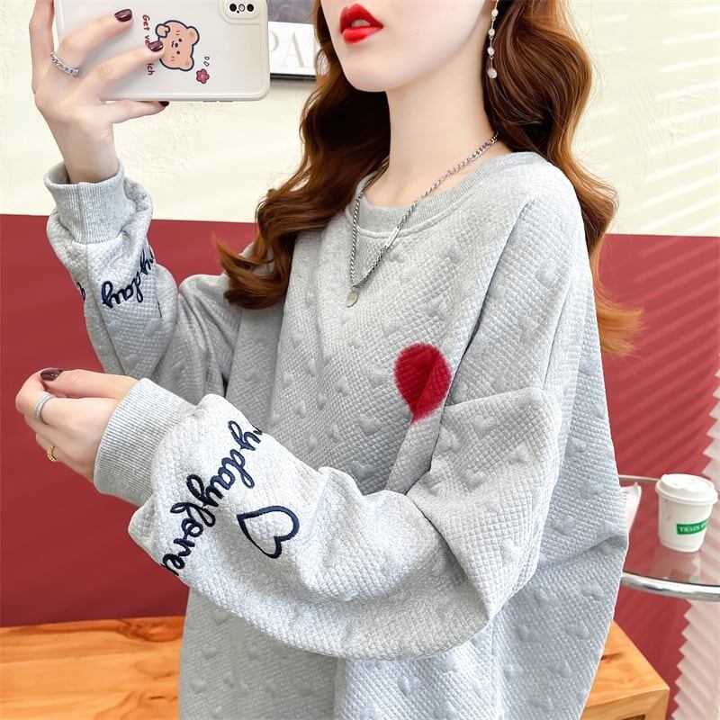 定番シンプル アルファベット刺? ハートマーク 三色 スウェット＜S-3996＞