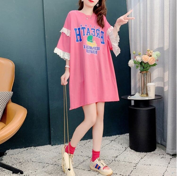 コットンレーストリム半袖Tシャツ<S-3028>
