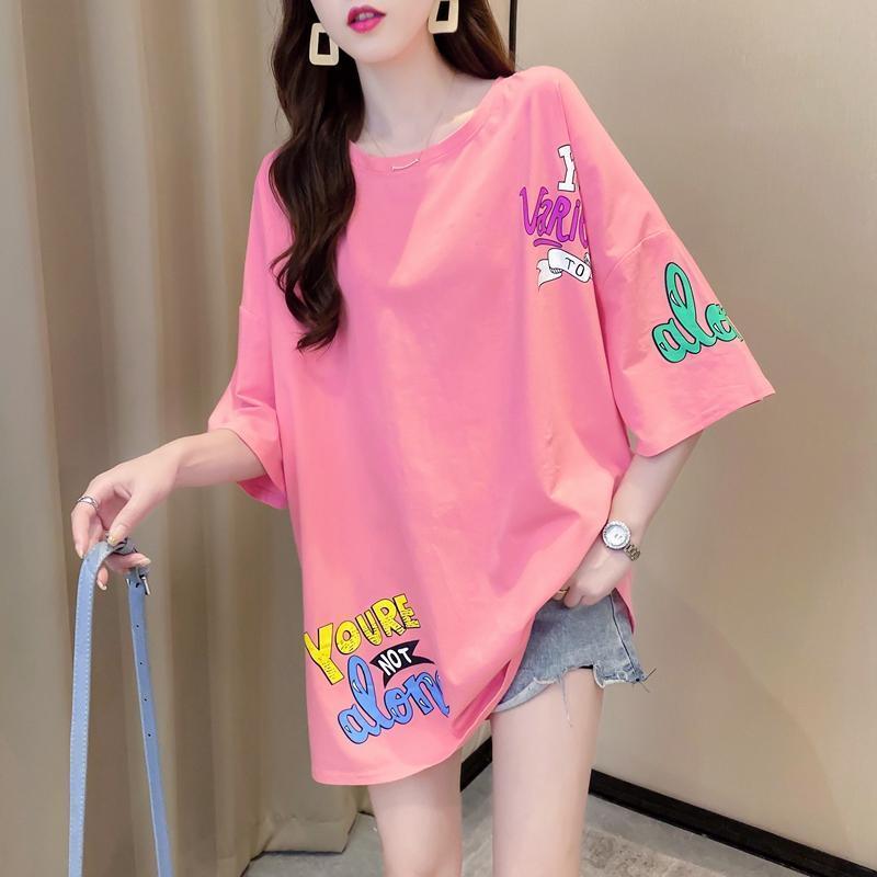 新商品 プリント ファッション ゆったり 全4色 半袖 Tシャツ＜S-11443＞